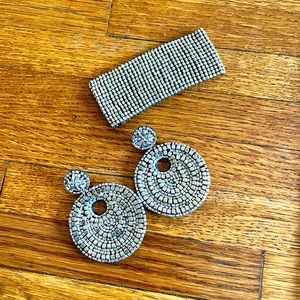 Silver drop earrings with free matching bangle